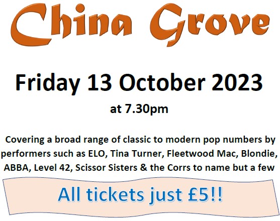 Live Music: China Grove, Fri 13 Oct 7.30pm