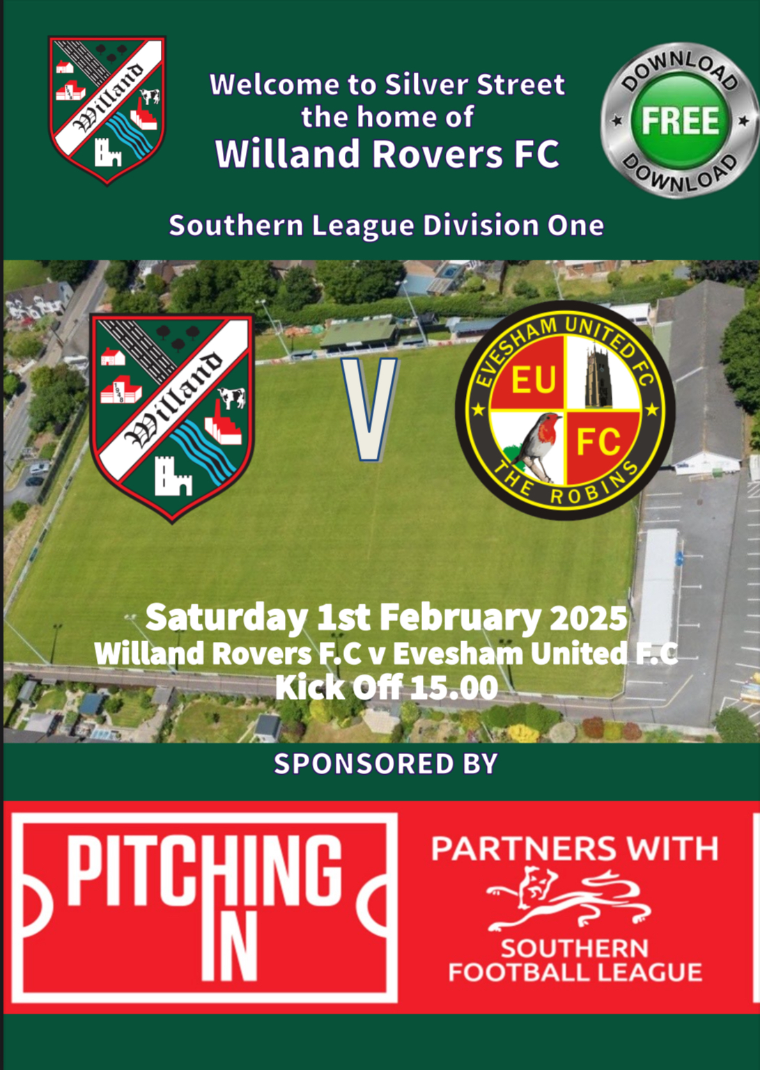 Download or View – Willand Rovers F.C v Evesham Town F.C – Matchday Programme