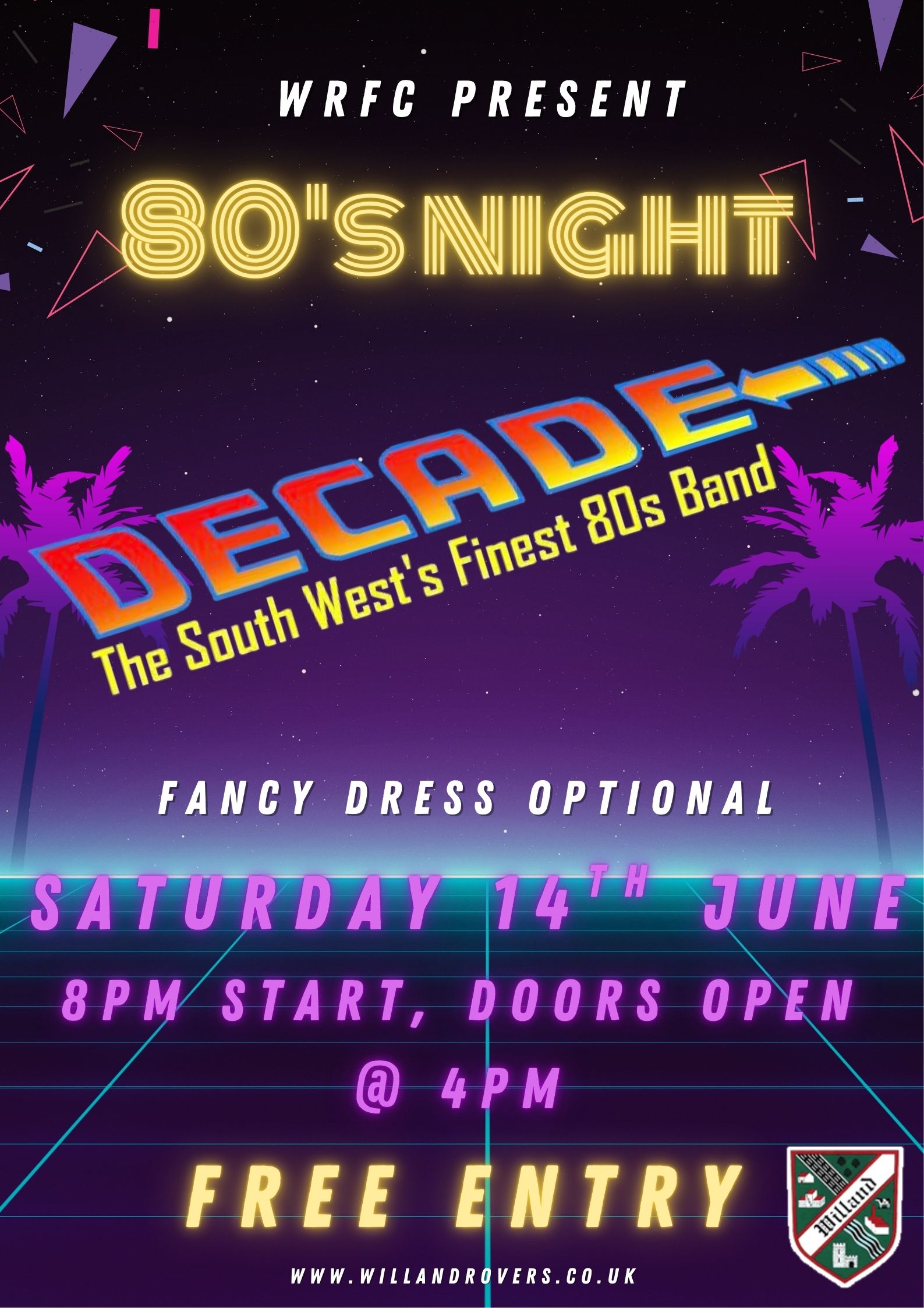 80’s Night Saturday 14th June