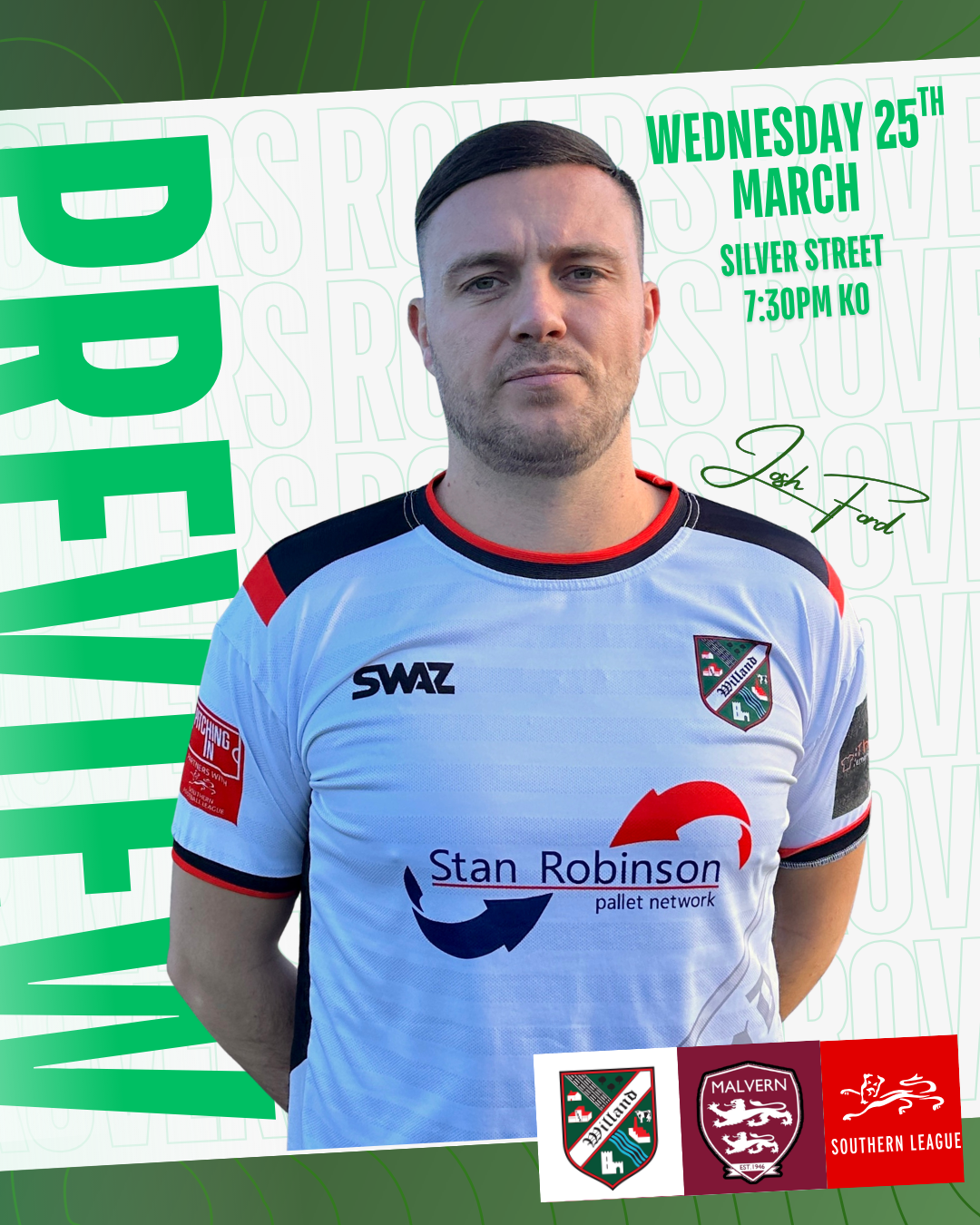 Match Preview – Willand Rovers v Malvern Town – 25/3/26